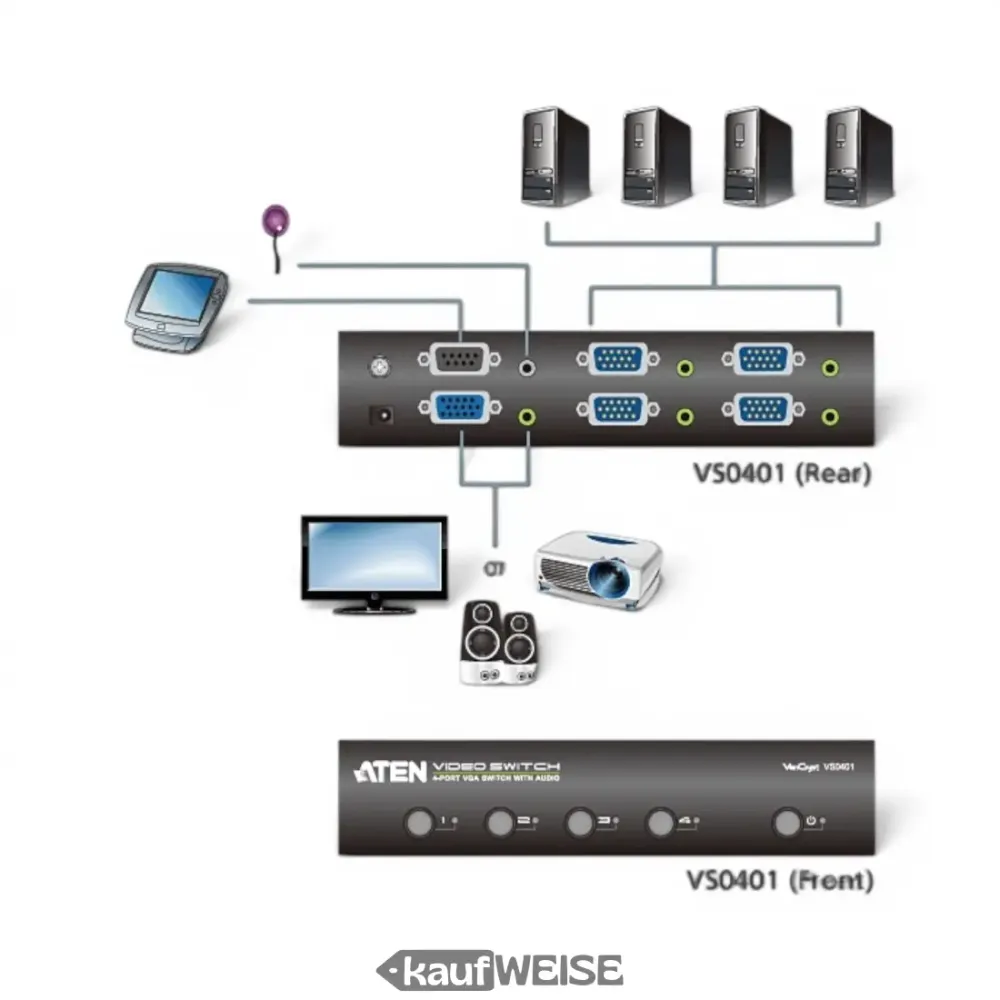 ATEN VS0401 4portový VGA přepínač s audiem RS-232