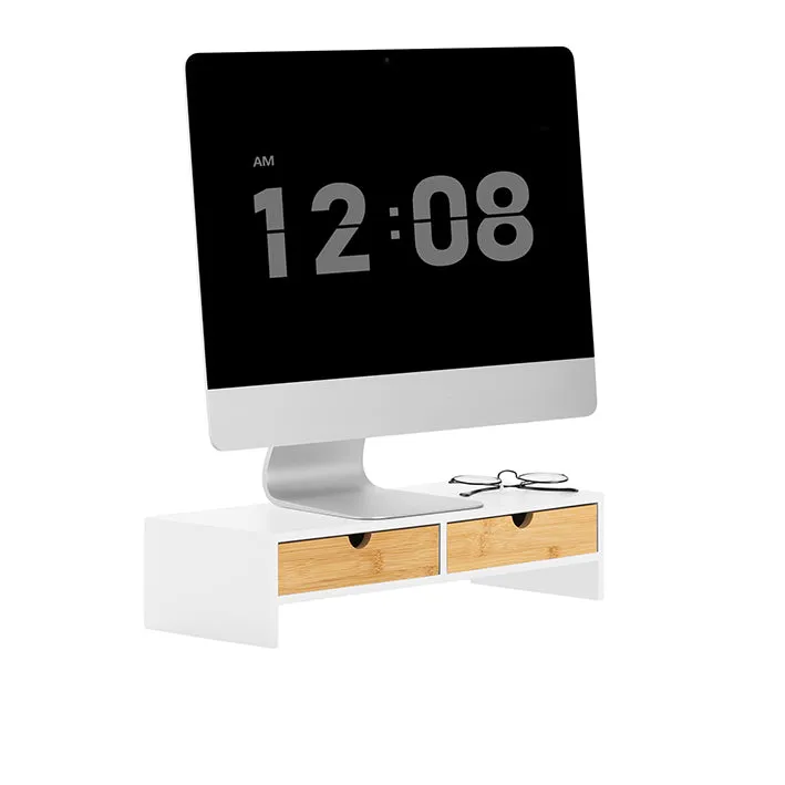 BBF02-WN Stojan na obrazovku Stojan na monitor Zvýšení monitoru Bílá-přírodní