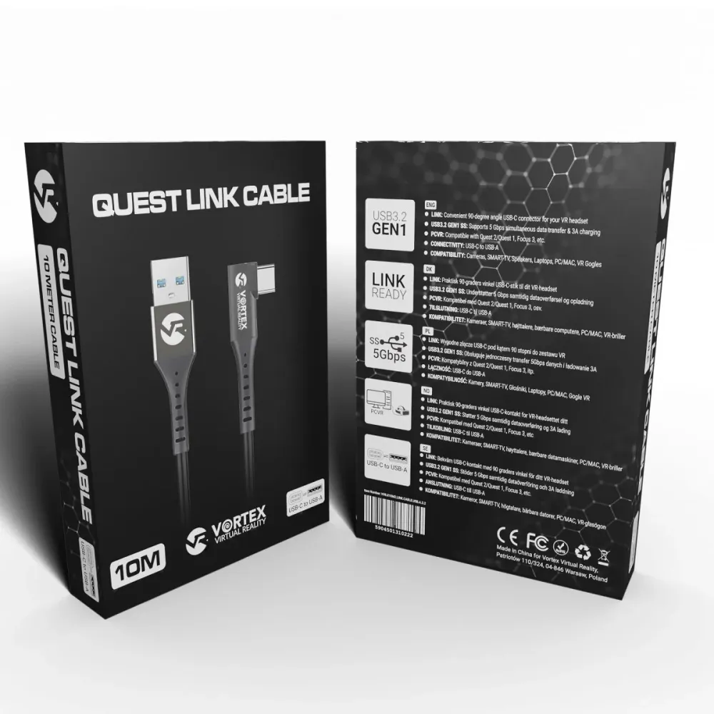 10m kabel z VortexVR USB- do Meta Quest Link | do Quest 3S Quest 3 Quest 2