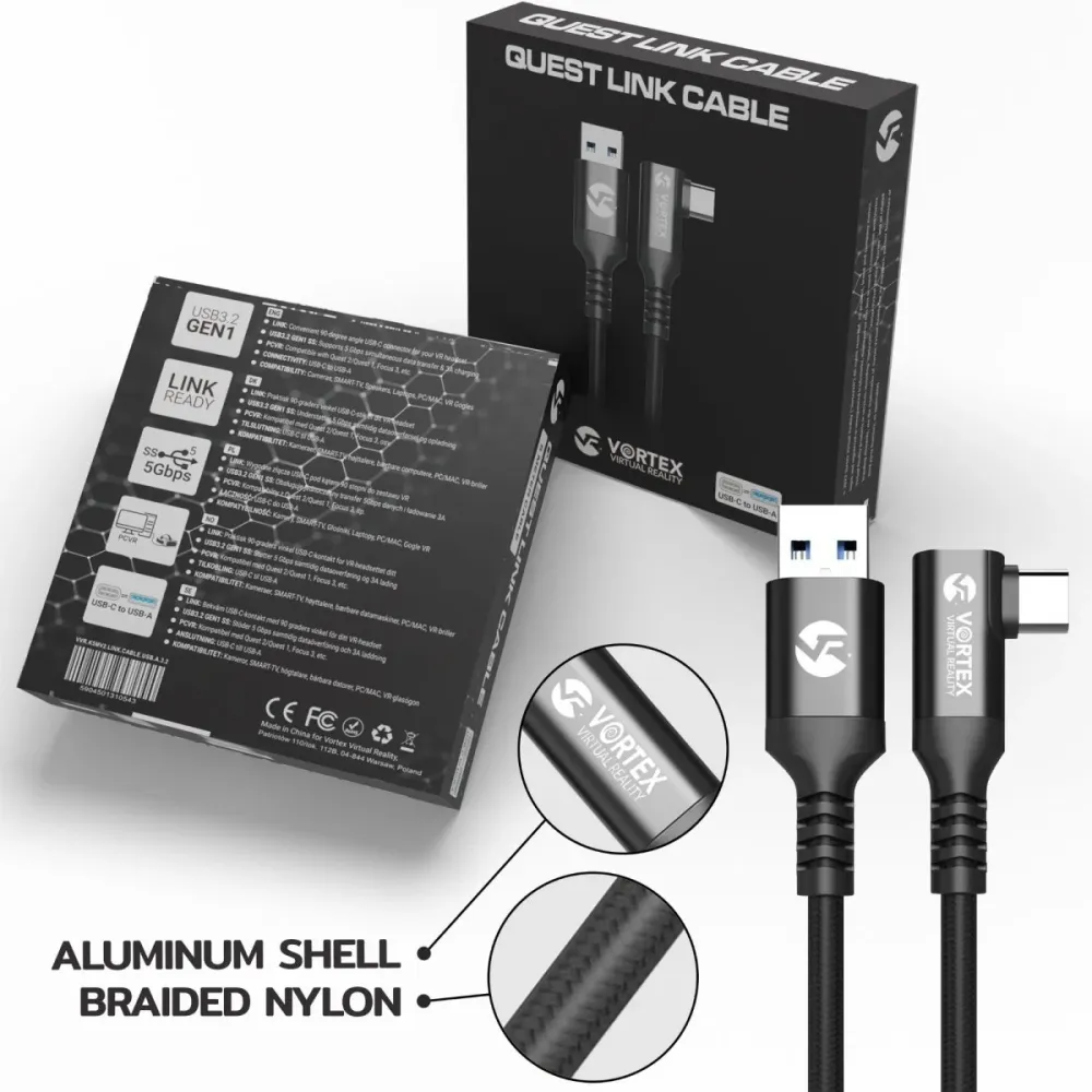 Kabel VortexVR 5 m + spojovací materiál | USB- | pro Quest 3 Quest 3S Quest 2