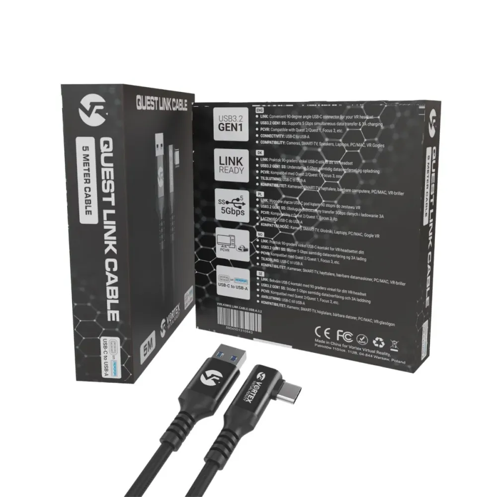 5m kabel z VortexVR USB- do Meta Quest Link | do Quest 3S Quest 3 Quest 2