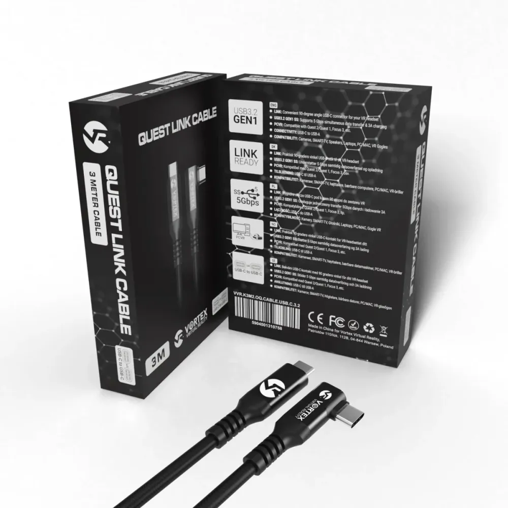 3m kabel z VortexVR USB-C do Meta Quest Link | do Quest 3S Quest 3 Quest 2