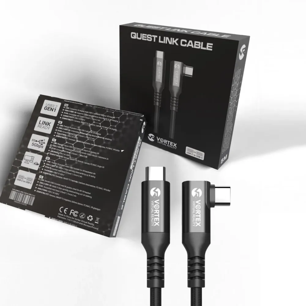 5m kabel z VortexVR USB-C do Meta Quest Link | do Quest 3S Quest 3 Quest 2