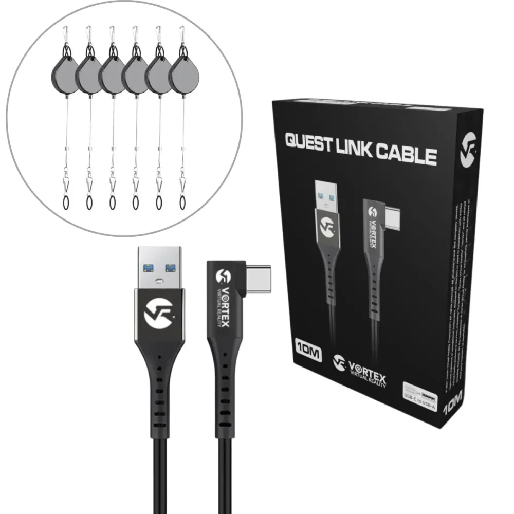Sada 10m kabelu USB- + závěsné háčky | Meta Quest 3 & 3S & 2