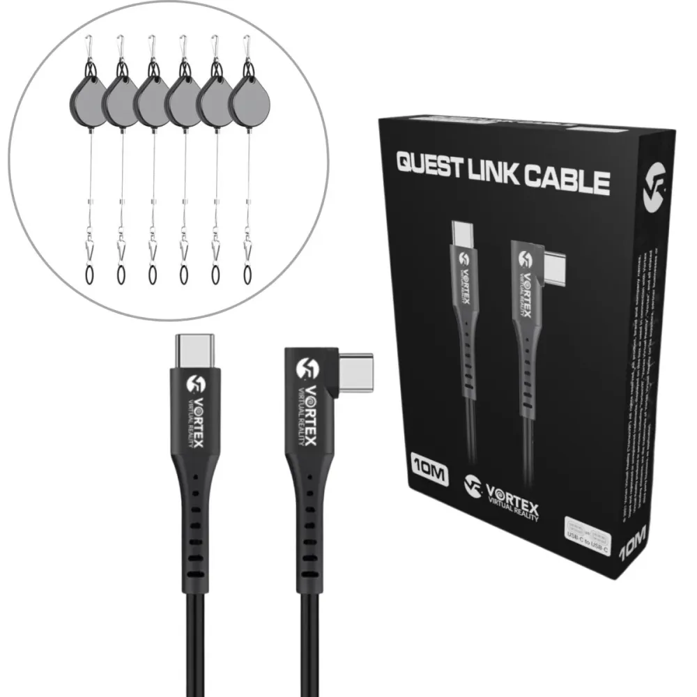 Sada 10m kabelu USB-C + závěsné háčky | Meta Quest 3 & 3S & 2