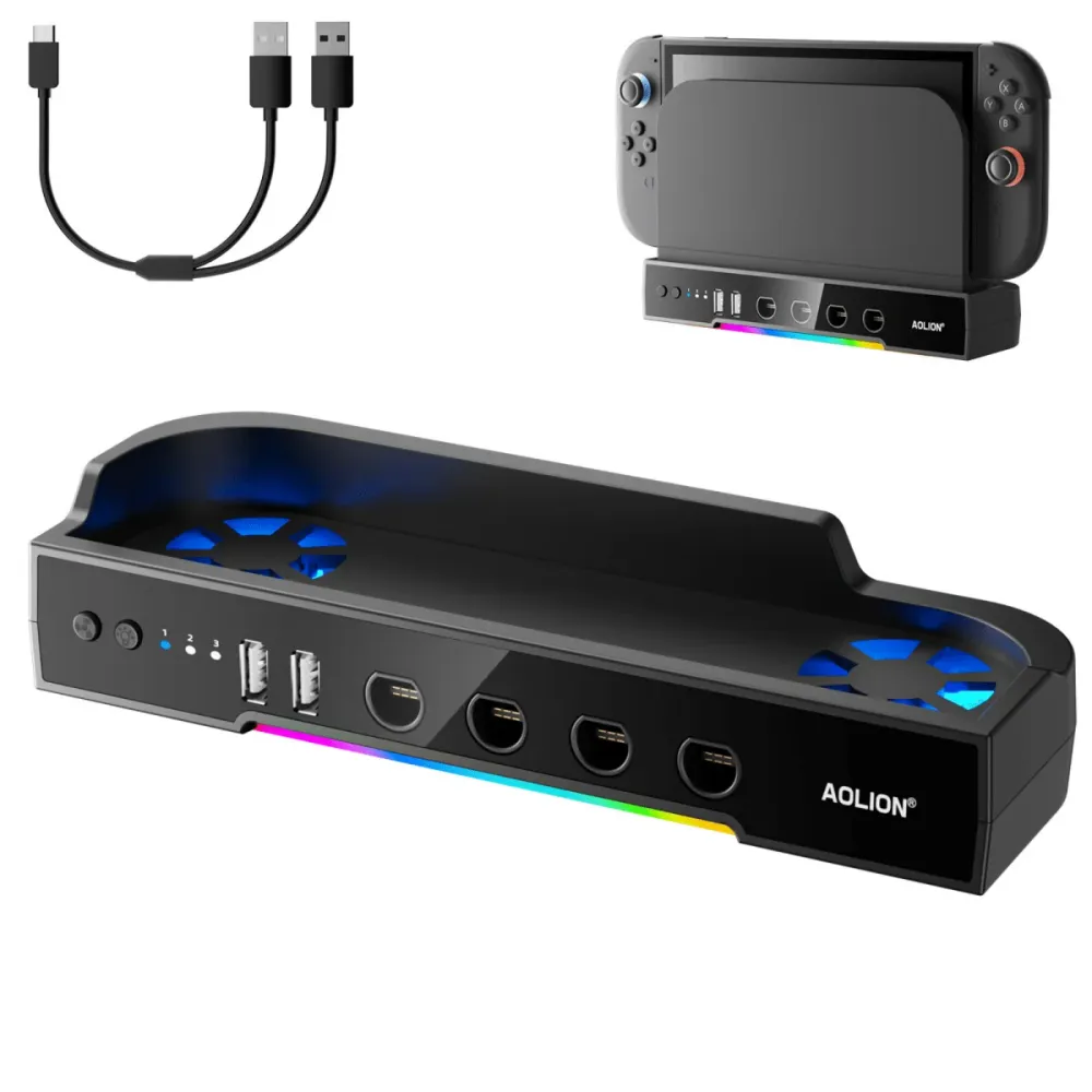 Chladicí základna s RGB, hub držák pro Nintendo Switch 2