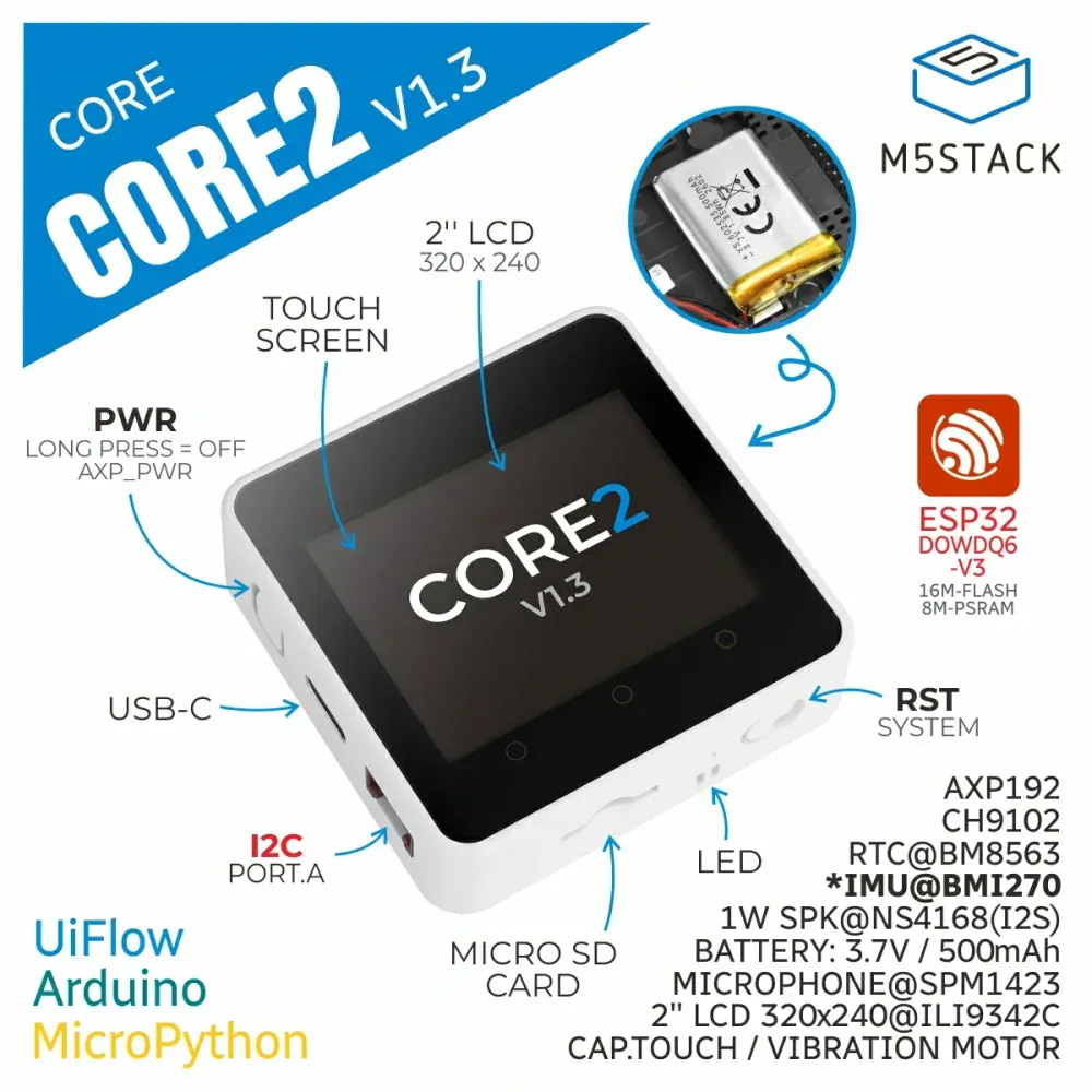 M5Stack Core2 ESP32 IoT vývojová sada v1.3