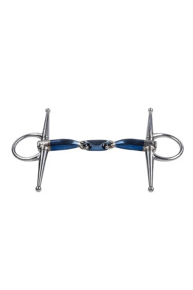 Wędzidło podwójnie łamane Sweet Iron z wąsami Blue 135 mm