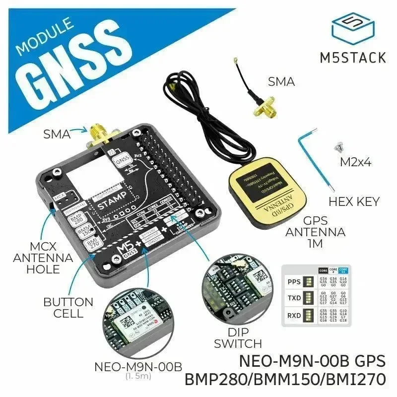 M5stack GNSS modul s barometrickým tlakem, IMU, magnetometrickými senzory