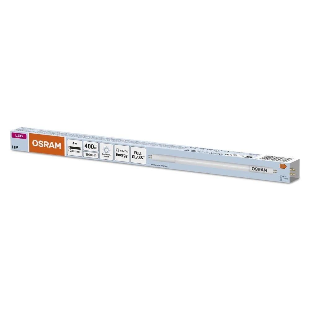 Skleněná LED trubice 4W TUBE 288 mm T5 HF L8, studená bílá