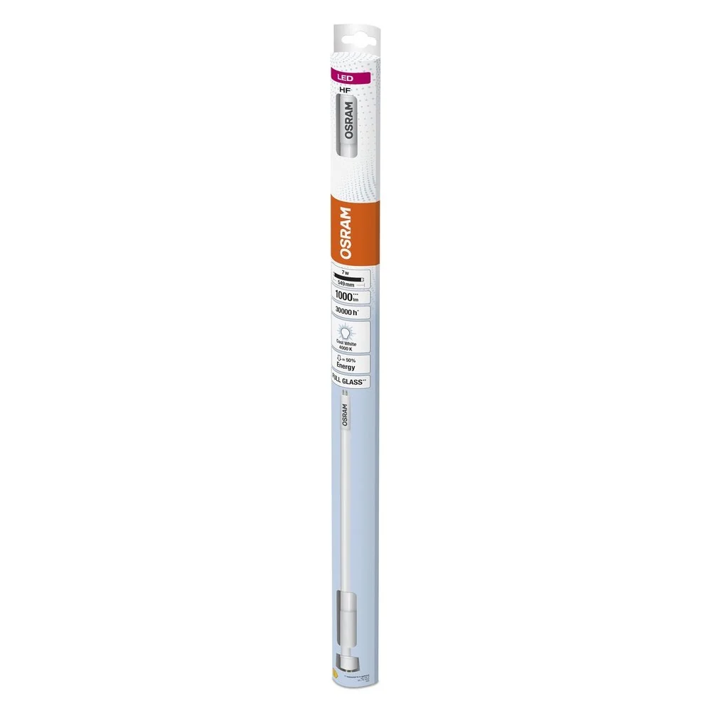 Skleněná LED trubice TUBE 549 mm 7W T5 HE14, studená bílá