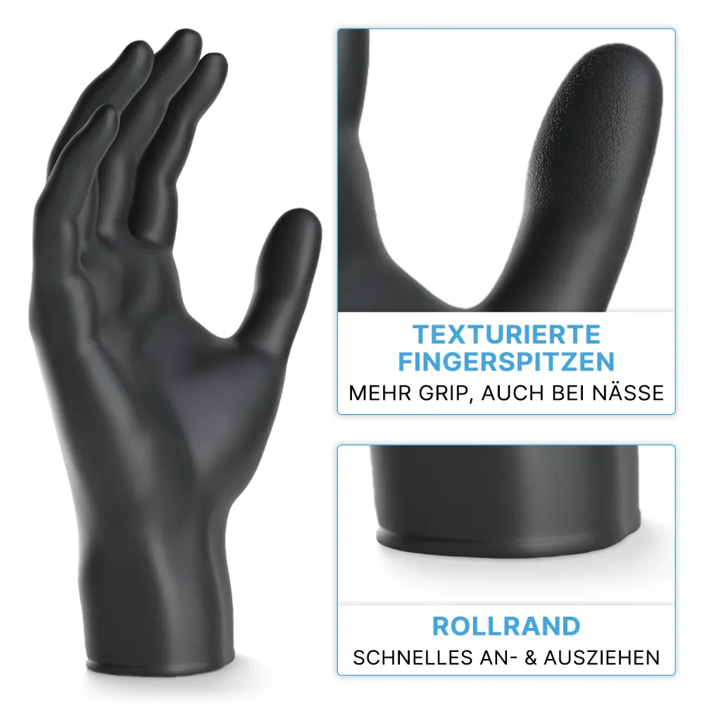 ARNOMED NITRIL BLACK 200 mănuși de nitril negre la pachet de 200 M