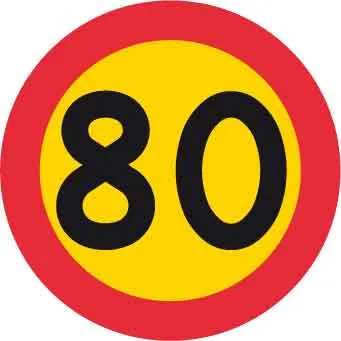 Zákazová značka, Max. rychlost 80 km/h, Ø 600 mm