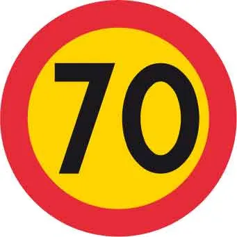 Zákazová značka, Max. rychlost 70 km/h, Ø 600 mm