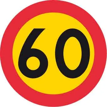 Zákazová značka, Max. rychlost 60 km/h, Ø 600 mm