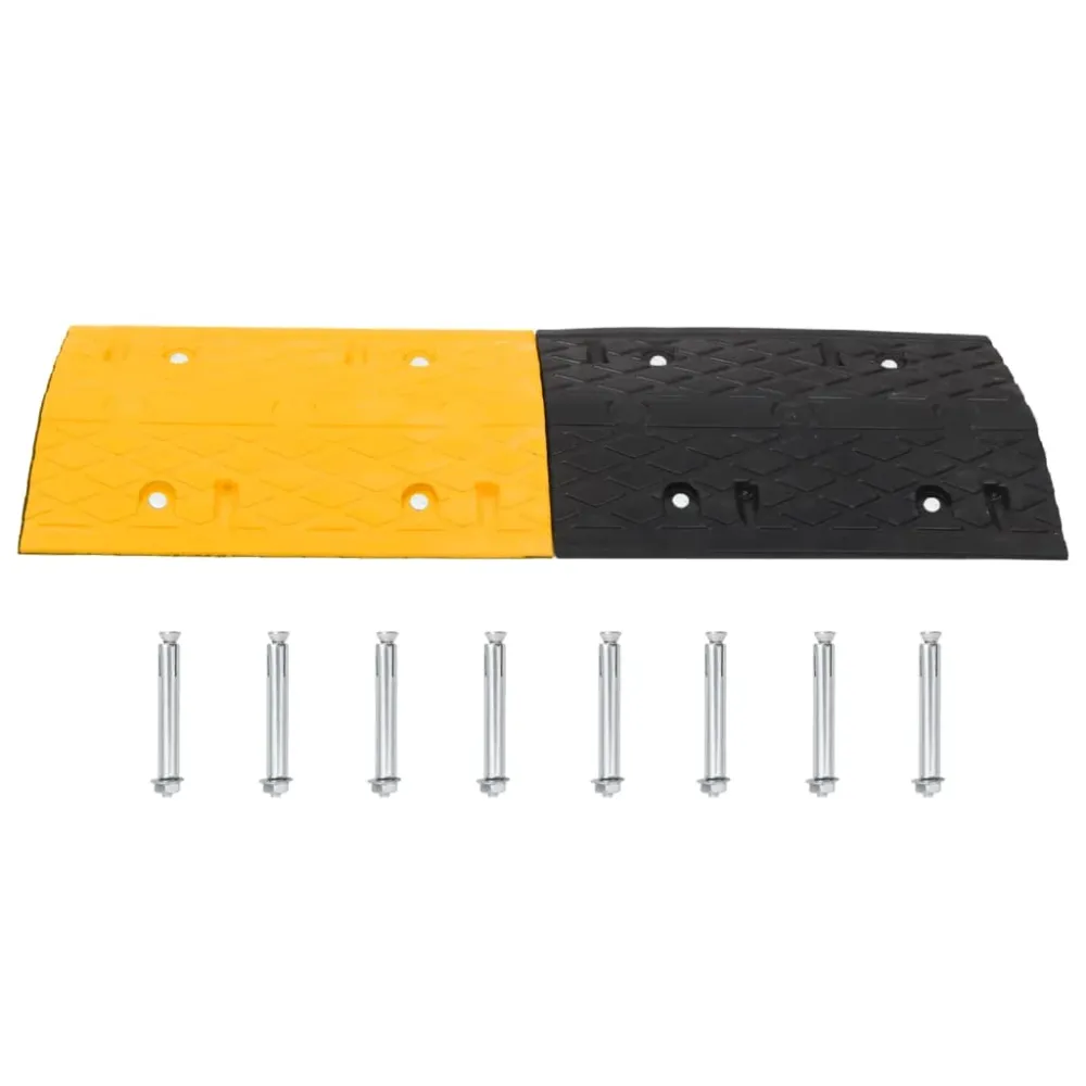 Zpomalovací prahy 2 ks žluté černé 97 x 32,5 x 4 cm pryž